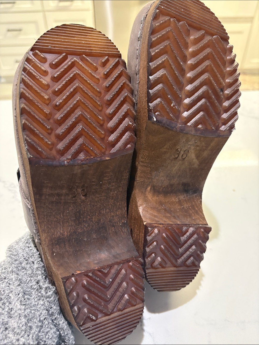 Sanita Brown Leather Clogs with Buckle - Picture 4 of 6